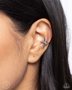 Paparazzi "Soaring Sparrow" Silver Ear Cuff Post Earrings Paparazzi Jewelry