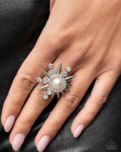 Paparazzi "Slam PUNK" White Fashion Fix Ring Paparazzi Jewelry