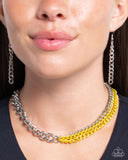 Paparazzi "Tinted Tension" Yellow Necklace & Earring Set Paparazzi Jewelry