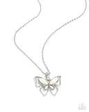 Paparazzi "Papillon Persuasion" White Necklace & Earring Set Paparazzi Jewelry