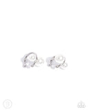 Paparazzi "Elegant Emblem" White Ear Cuff Post Earrings Paparazzi Jewelry