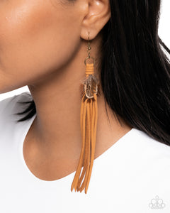 Paparazzi "Feathered Festivity" Brass Earrings Paparazzi Jewelry