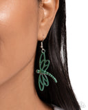 Paparazzi "Dapper Dragonfly" Green Earrings Paparazzi Jewelry