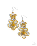 Paparazzi "Textured Tiers" Yellow Earrings Paparazzi Jewelry