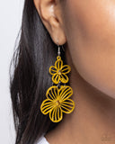 Paparazzi "Textured Tiers" Yellow Earrings Paparazzi Jewelry