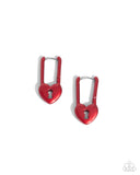 Paparazzi "Pampered Padlock" Red Post Earrings Paparazzi Jewelry