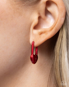 Paparazzi "Pampered Padlock" Red Post Earrings Paparazzi Jewelry