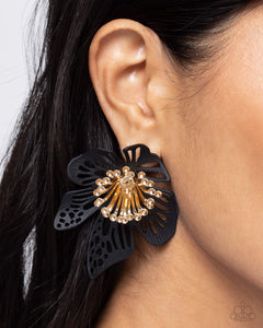 Paparazzi "Wonderland Wallflower" Black Post Earrings Paparazzi Jewelry