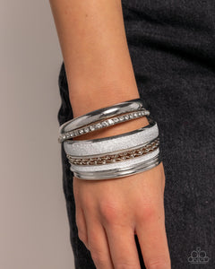 Paparazzi "Smoldering Stack" Silver Bracelet Paparazzi Jewelry