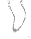 Paparazzi "Heartbroken Bling" White Necklace & Earring Set Paparazzi Jewelry