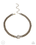 Paparazzi "Endearing Edge" Brass Choker Necklace & Earring Set Paparazzi Jewelry