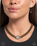 Paparazzi "Endearing Edge" Brass Choker Necklace & Earring Set Paparazzi Jewelry