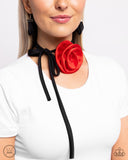 Paparazzi "Rosette Reality" Red Choker Necklace & Earring Set Paparazzi Jewelry