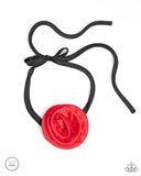 Paparazzi "Rosette Reality" Red Choker Necklace & Earring Set Paparazzi Jewelry