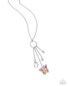 Paparazzi "Mariposa Masterpiece" Pink Lanyard Necklace & Earring Set Paparazzi Jewelry