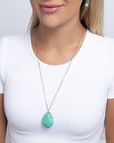 Paparazzi "Stony Status" Green Necklace & Earring Set Paparazzi Jewelry