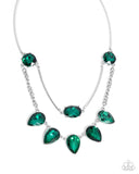Paparazzi "Confident Cascade" Green Necklace & Earring Set Paparazzi Jewelry
