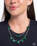 Paparazzi "Confident Cascade" Green Necklace & Earring Set Paparazzi Jewelry