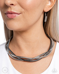 Paparazzi "Sleek Splendor" Silver Choker Necklace & Earring Set Paparazzi Jewelry