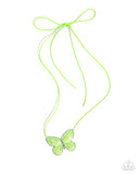 Paparazzi "Fluttering Fervor" Green Necklace & Earring Set Paparazzi Jewelry