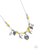 Paparazzi "Flight of the Sparrow" Yellow Necklace & Earring Set Paparazzi Jewelry