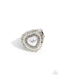 Paparazzi "Opulent Overlay" White Ring Paparazzi Jewelry