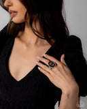 Paparazzi "Delicate Dowry" Black Ring Paparazzi Jewelry