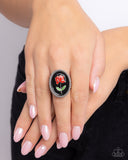 Paparazzi "Delicate Dowry" Black Ring Paparazzi Jewelry