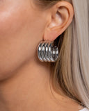 Paparazzi "Continuous Construction" Silver Post Earrings Paparazzi Jewelry