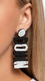 Paparazzi "Touchdown Texture" Black Post Earrings Paparazzi Jewelry