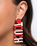 Paparazzi "Touchdown Texture" Red Post Earrings Paparazzi Jewelry