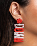 Paparazzi "Touchdown Texture" Red Post Earrings Paparazzi Jewelry