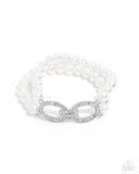 Paparazzi "Fancy-Free Fanfare" White Bracelet Paparazzi Jewelry