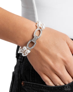 Paparazzi "Fancy-Free Fanfare" White Bracelet Paparazzi Jewelry