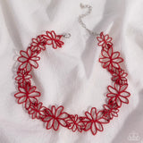 Paparazzi "Bouquet Blend" Red Choker Necklace & Earring Set Paparazzi Jewelry