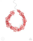 Paparazzi "Bouquet Blend" Red Choker Necklace & Earring Set Paparazzi Jewelry