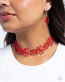 Paparazzi "Bouquet Blend" Red Choker Necklace & Earring Set Paparazzi Jewelry