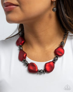 Paparazzi "Refulgent Reformation" Red Necklace & Earring Set Paparazzi Jewelry