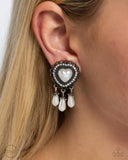 Paparazzi "Sumptuous Story" White Clip On Earrings Paparazzi Jewelry