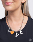 Paparazzi "Lovely Lineup" Orange Necklace & Earring Set Paparazzi Jewelry