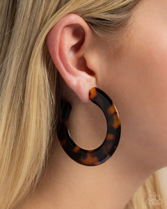 Paparazzi "Spotted Scoop" Brown Post Earrings Paparazzi Jewelry