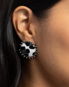 Paparazzi "Cowhide Couture" Black Post Earrings Paparazzi Jewelry