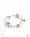 Paparazzi "High-Class Headline" White Fashion Fix Bracelet Paparazzi Jewelry