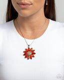 Paparazzi "Fortunate Floral" Orange Necklace & Earring Set Paparazzi Jewelry