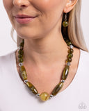 Paparazzi "Sneaky Swirls" Green Necklace & Earring Set Paparazzi Jewelry