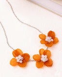 Paparazzi "Petaled Promotion" Orange Necklace & Earring Set Paparazzi Jewelry