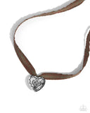 Paparazzi "Fabricated Finesse Engraved Excitement" Brown Necklace and Earring Jewelry Set Paparazzi Jewelry