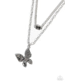 Paparazzi "Hovering Headline" Silver Necklace & Earring Set Paparazzi Jewelry
