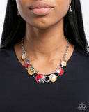 Blooming Bravado" Red Necklace & Earring Set Paparazzi Jewelry