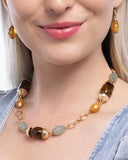 Paparazzi "Beauty Culture & Sturdy Season" Brown Necklace & Bracelet Jewelry Set Paparazzi Jewelry